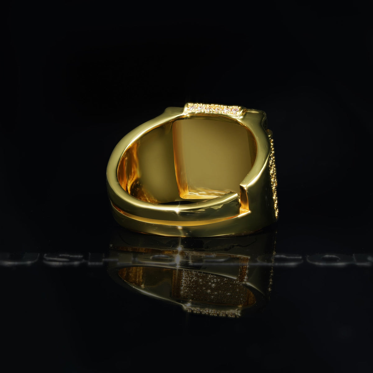 18k White & Yellow Gold-Plated CZ Hip Hop Ring