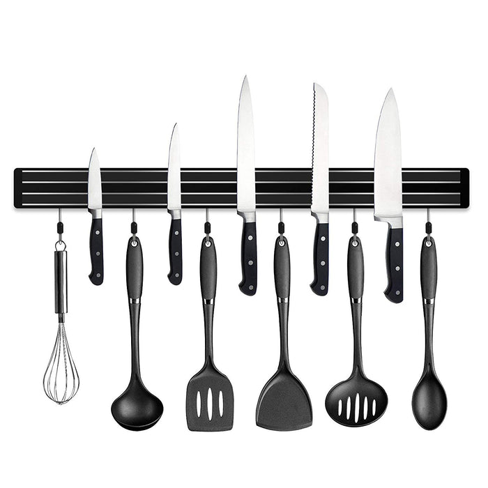EASTVALLEY Powerful Magnetic Knife Strip or Magnetic Knife Holder Kitchen Wall Mount Rack for Knives,Garage & Workshop Tools Wall Rack: Includes Removable Hooks(24 Inch)