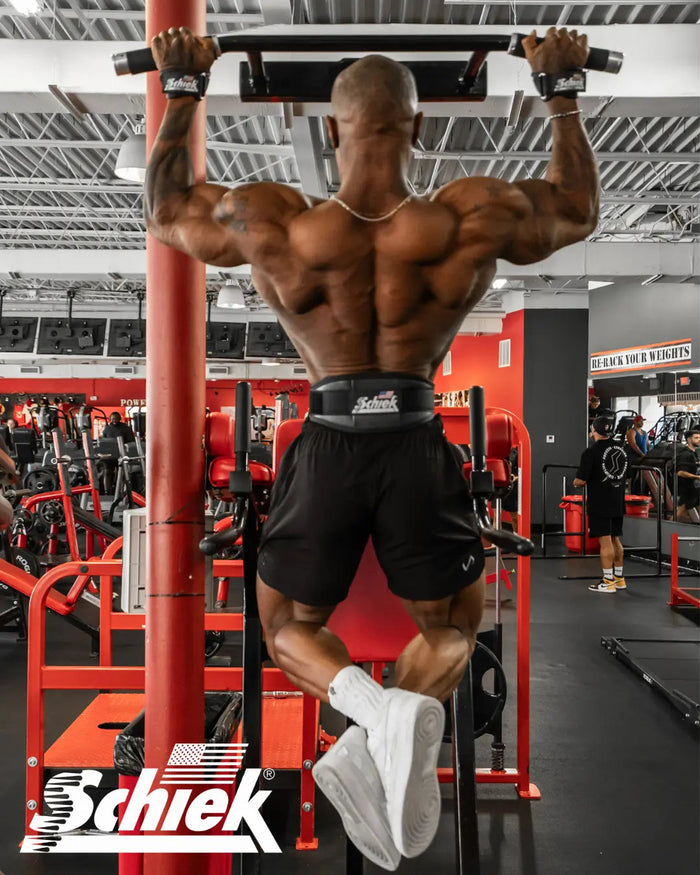 Schiek Platinum Ultimate Grips during pull-up exercise