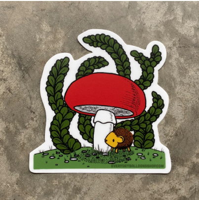 Sticker - Hedgehog and Mushroom by Everyday Balloons Print Shop