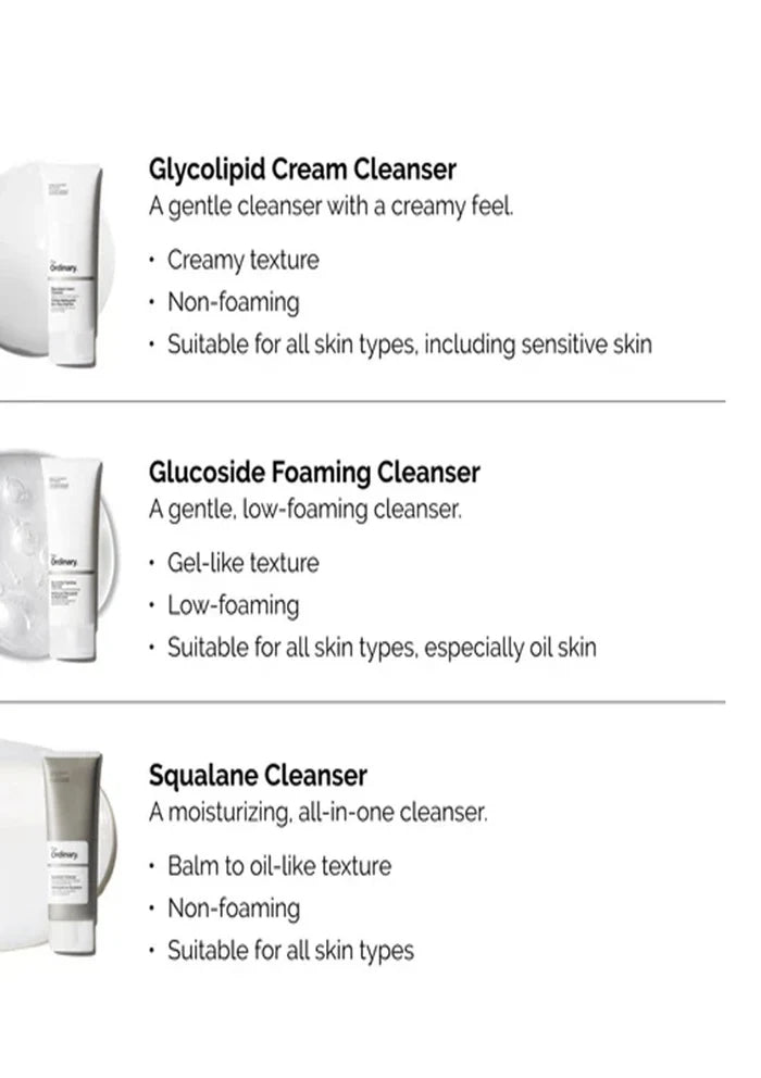 Product packaging of Glycolipid Cream Cleanser with descriptive text on a white background