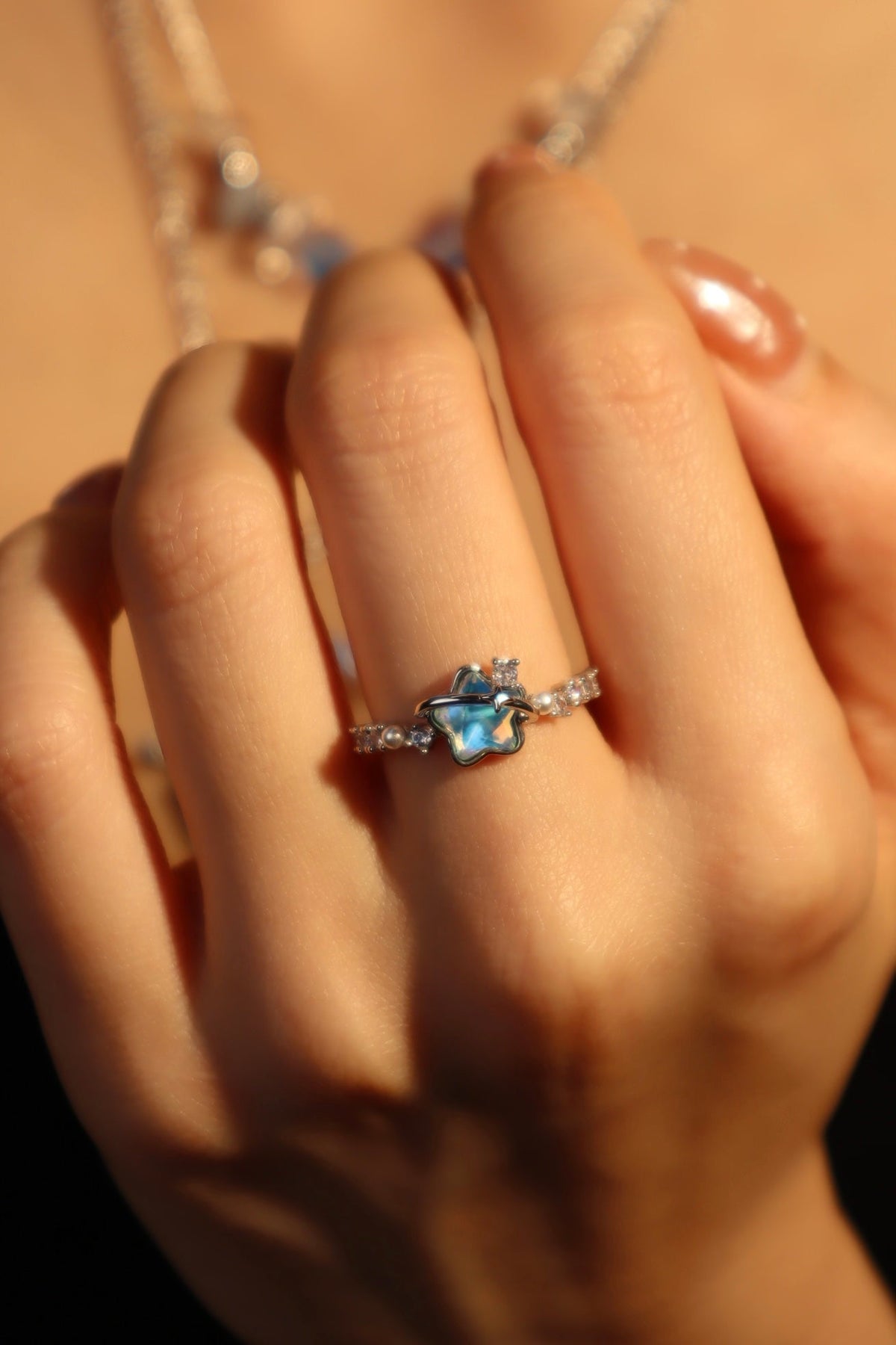 Blue Star Pearl Ring