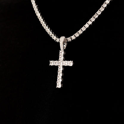 Diamond Cross Pendant in White Gold
