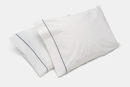 2-Pack Cotton Bed KING Size Pillowcases with Classic Piping Design Made in USA (King)