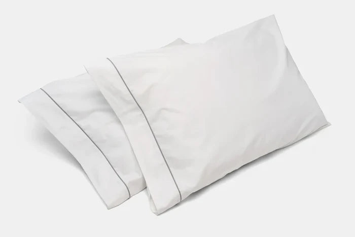 2-Pack Cotton Bed KING Size Pillowcases with Classic Piping Design Made in USA (King)