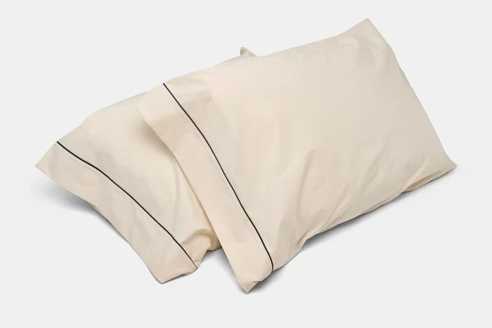 2-Pack Cotton Bed KING Size Pillowcases with Classic Piping Design Made in USA (King)