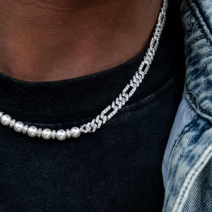 Diamond Figaro Pearl Chain
