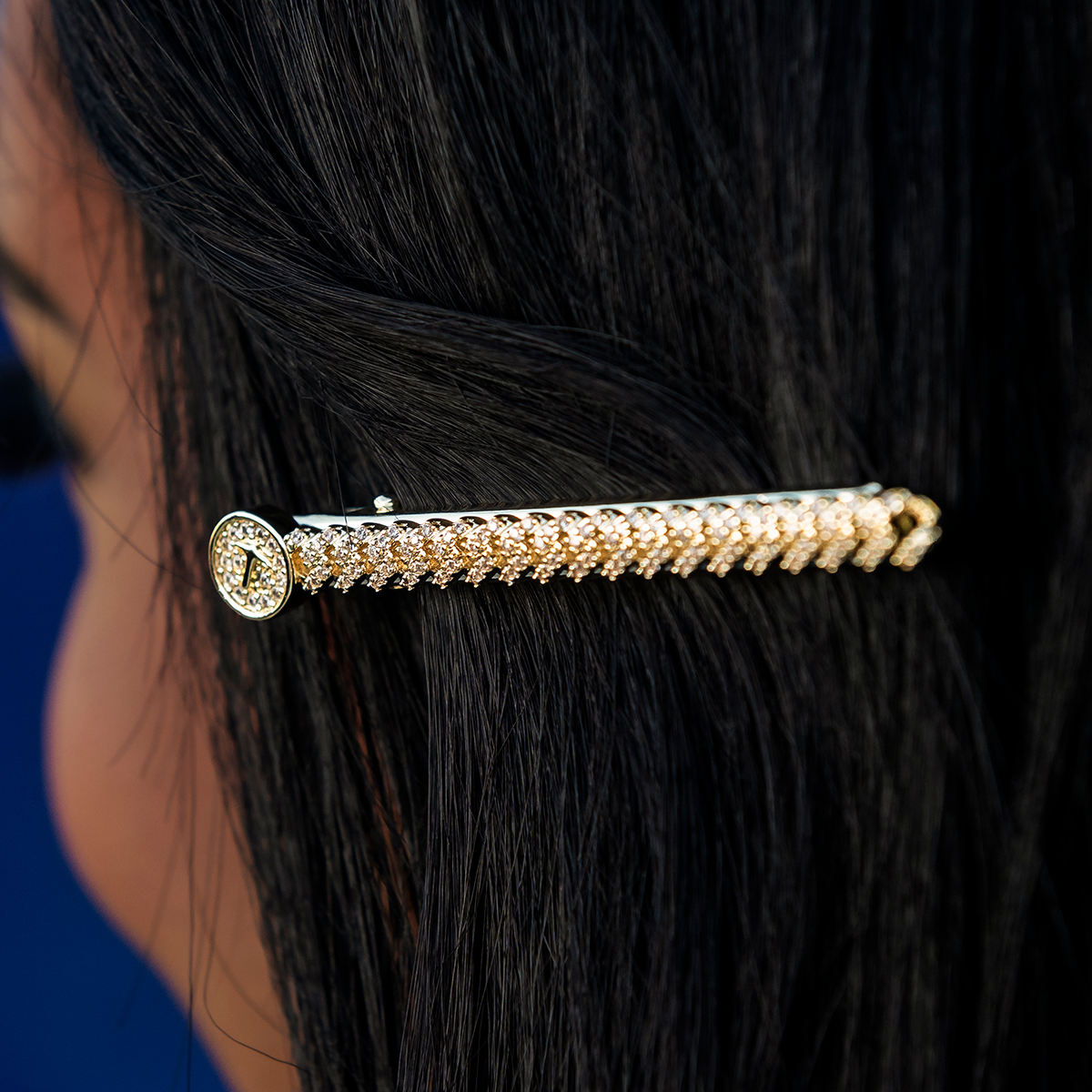 Diamond Cuban Prong Barrette in Yellow Gold- 6mm