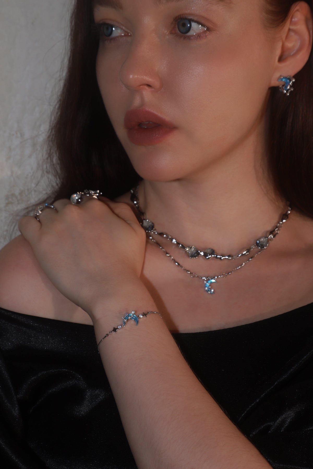 Moonstone Moon Star Jewelry Bundle