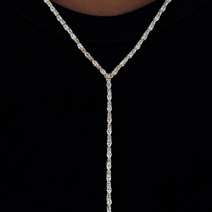 Diamond Marquise Stone Lariat Necklace in Yellow Gold
