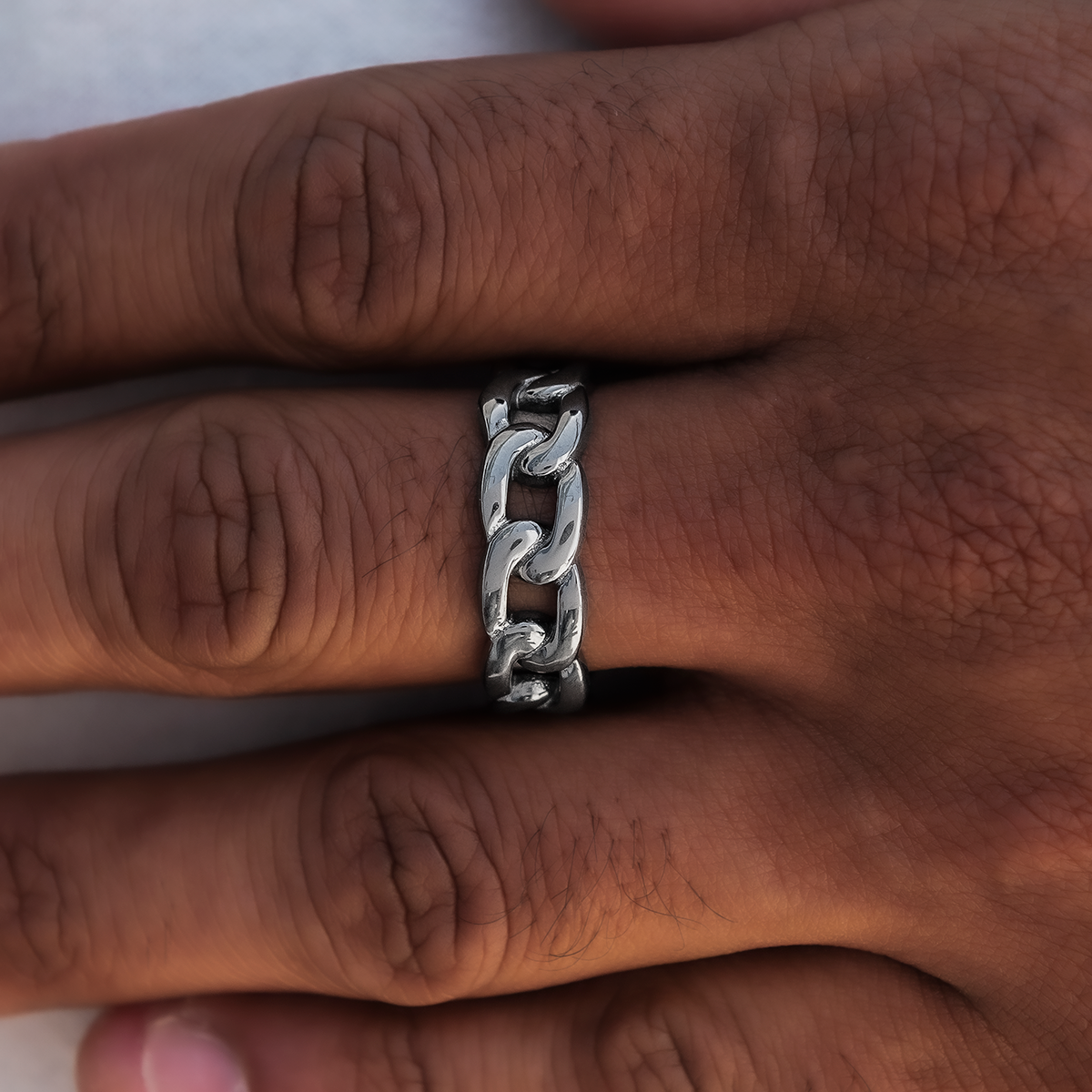 Cuban Band Ring in Matte Black