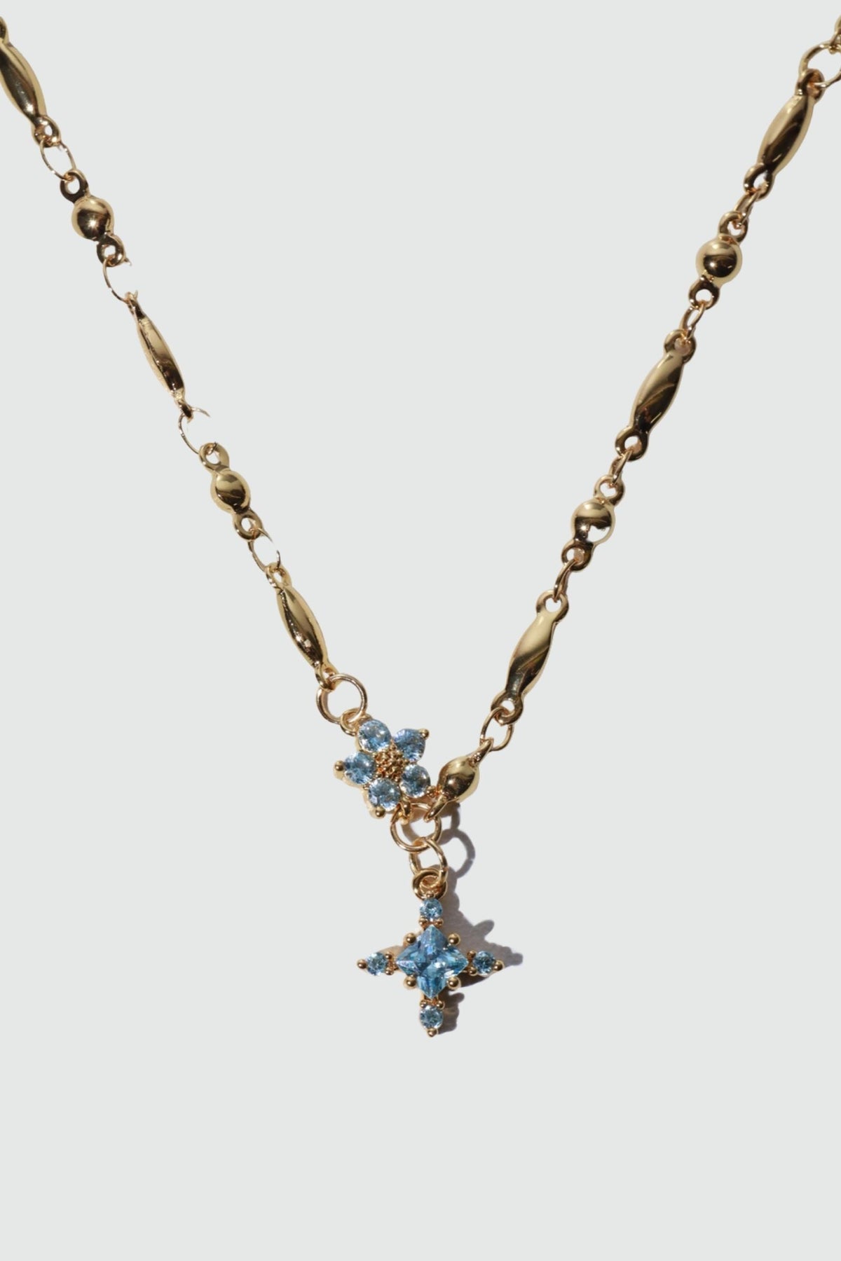 18K Real Gold Plated Topaz Starlight Cross Necklace