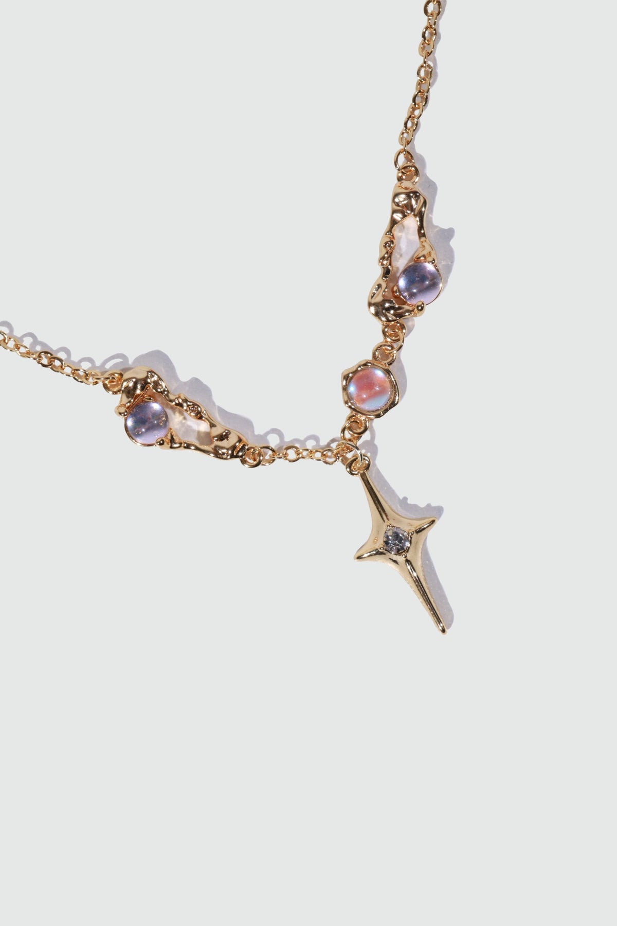 18K Real Gold Plated Moonstones Star Necklace