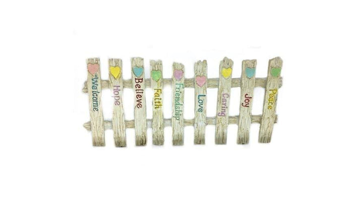 Friendship Fence, 3" High Inspirational Words Fence,  Fairy Garden Fence with Words