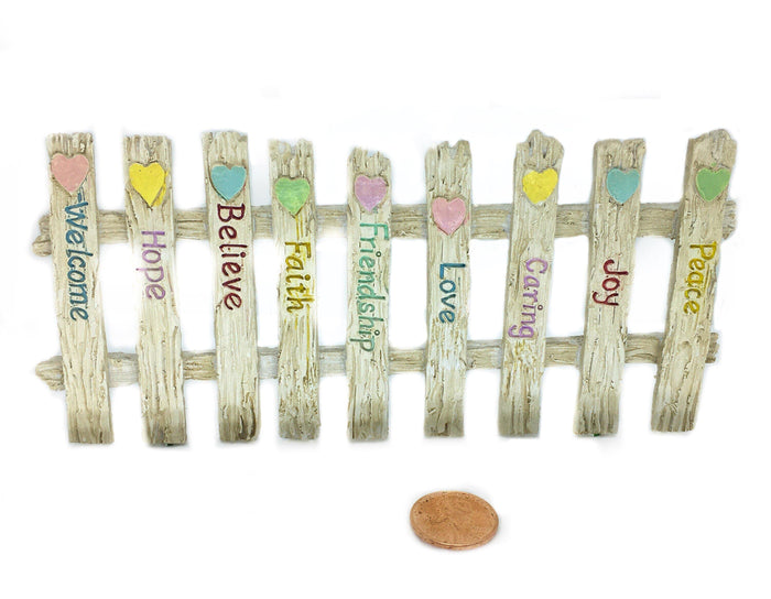Friendship Fence, 3" High Inspirational Words Fence,  Fairy Garden Fence with Words