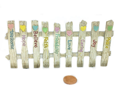 Friendship Fence, 3" High Inspirational Words Fence,  Fairy Garden Fence with Words