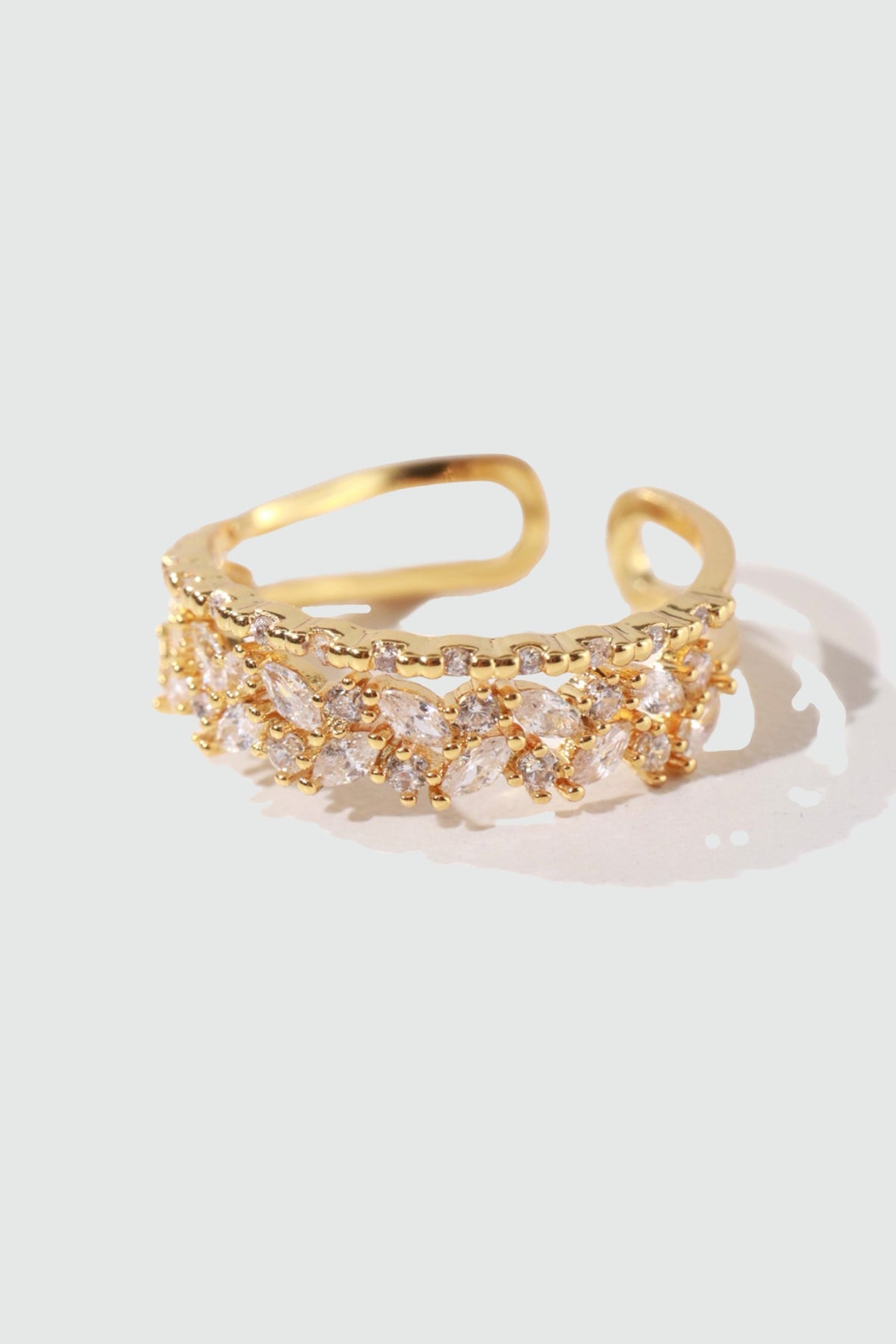 18K Real Gold Plated Thick Layers Diamond Ring