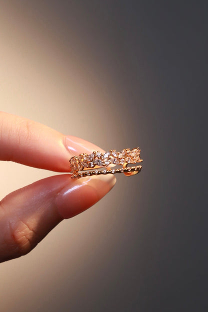 18K Real Gold Plated Thick Layers Diamond Ring