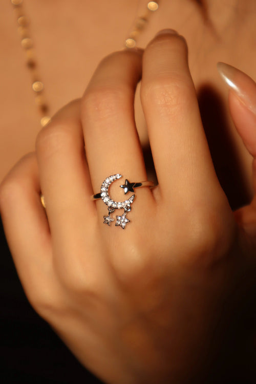 Diamond Moon Star Ring