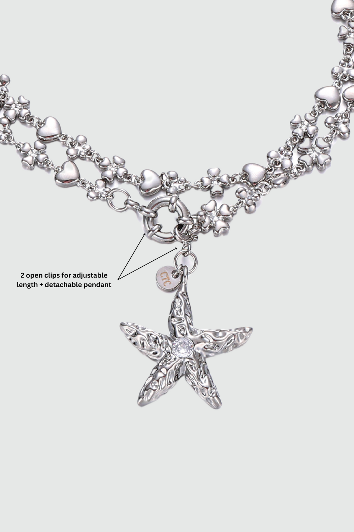 Palladium White Gold Plated Diamond Starfish Necklace