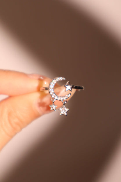Diamond Moon Star Ring