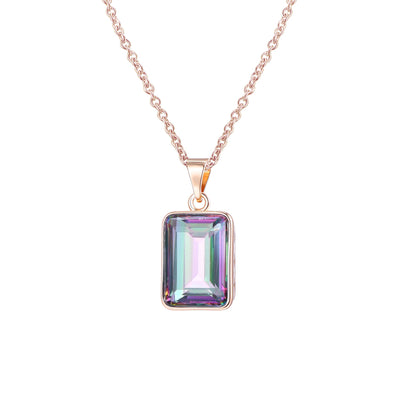 18K Gold Plated Emerald Cut Amethyst Necklace