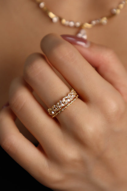 18K Real Gold Plated Thick Layers Diamond Ring
