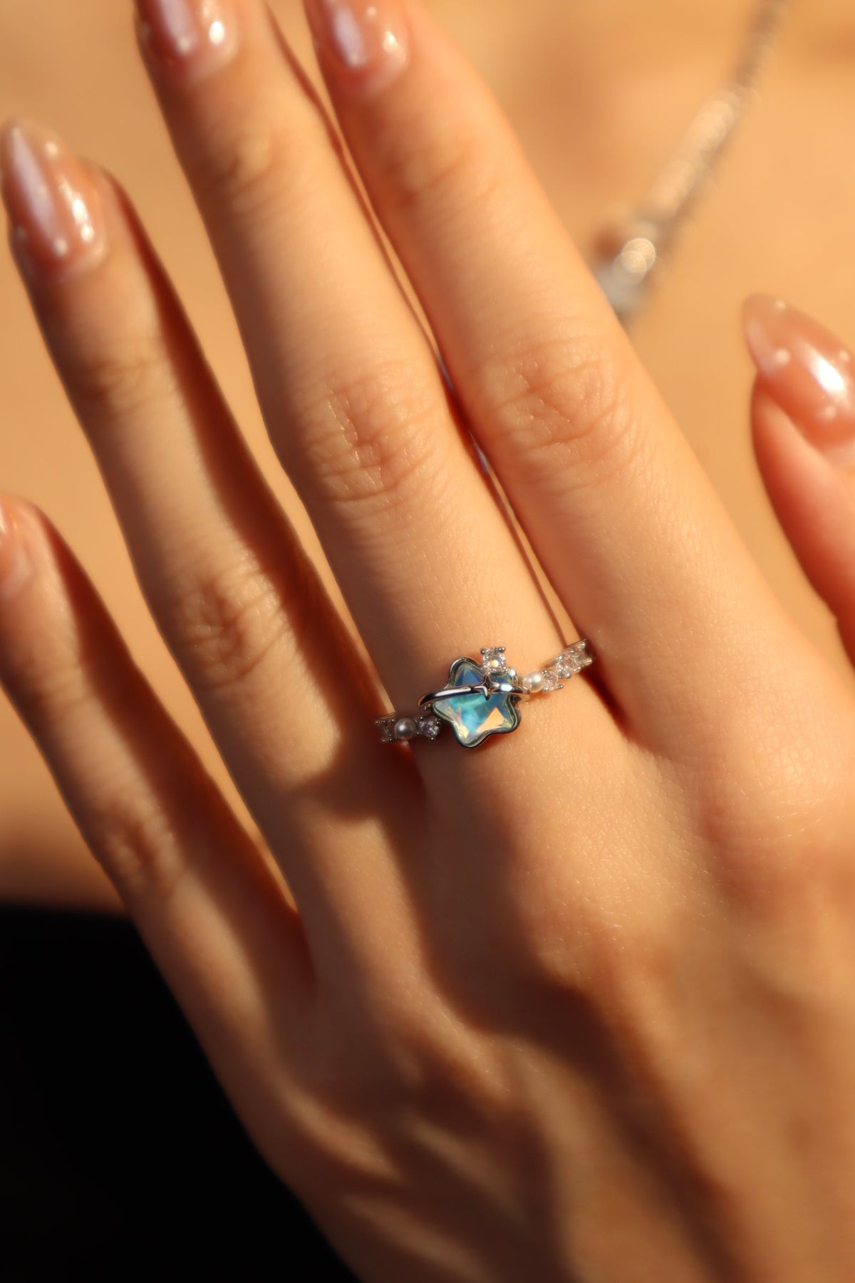 Blue Star Pearl Ring