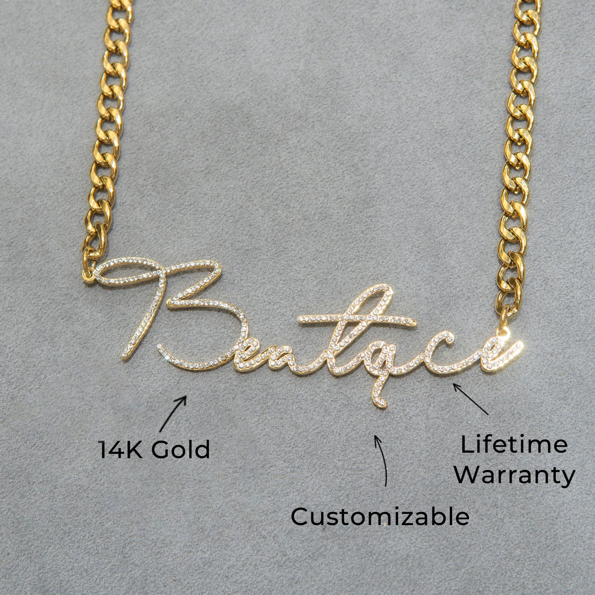 Women Jewelry - Iced Out VVS Name Necklace | Style # N39