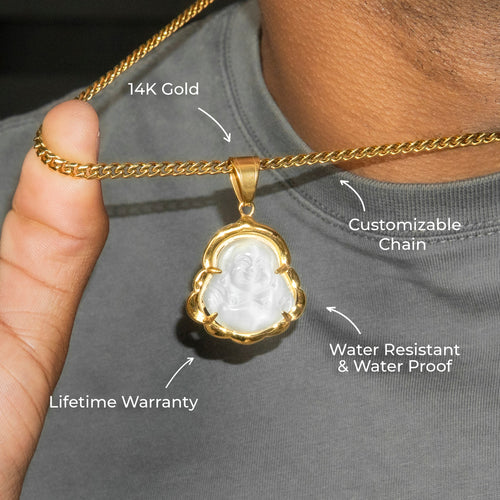 Mens Jewelry - 14K Gold Buddha Necklace | Appx. 13 Grams