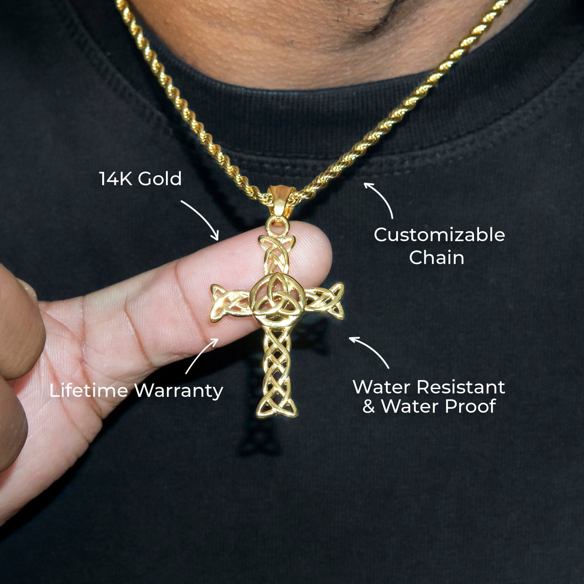 Mens Jewelry - 14K Gold Cross Necklace | Appx. 6 Grams
