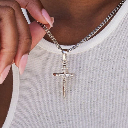 Crucifix Pendant in White Gold