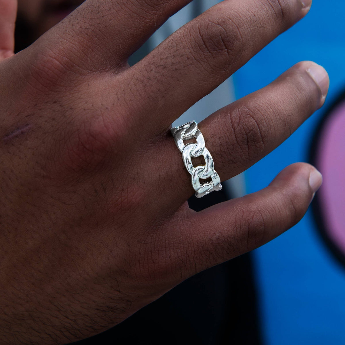Cuban Band Ring in White Gold - 9mm