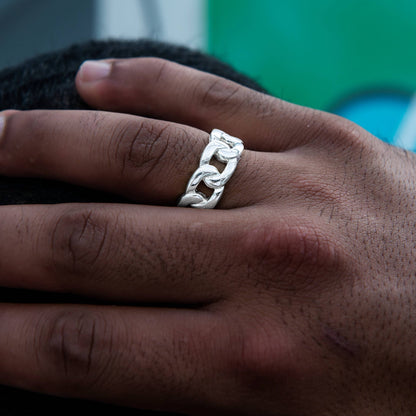 Cuban Band Ring in White Gold - 9mm