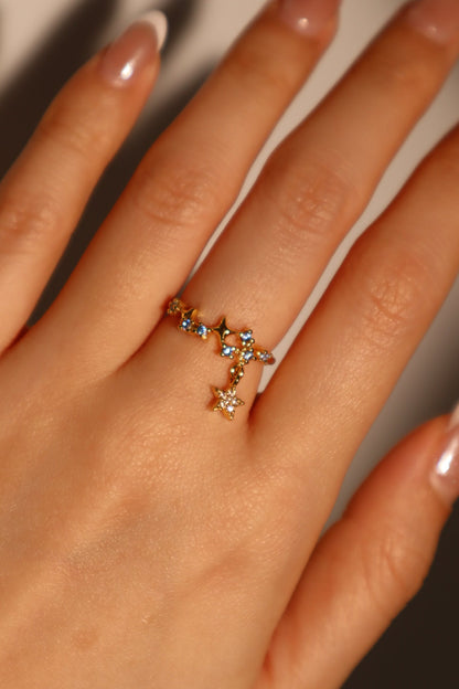 20K Real Gold Plated Blue Gem Meteor Ring