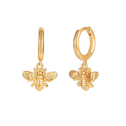 18K Gold Plated Bee Huggie Earrings