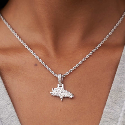 Denver Broncos Official NFL Micro Logo Pendant - White Gold