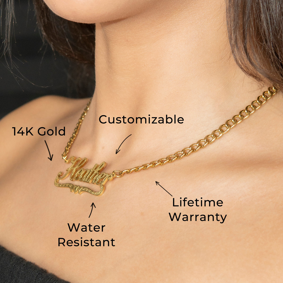 Women Jewelry - Gold Name Necklace | Style # N42