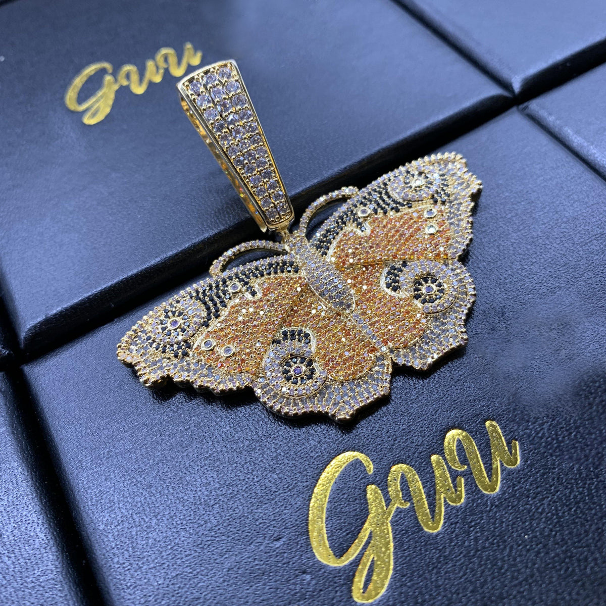 18K Gold-Plated Micro Inlay  AAA CZ Butterfly Pendant