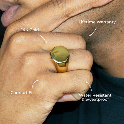Mens Jewelry - Signet Gold Pinky Ring | 12 Grams