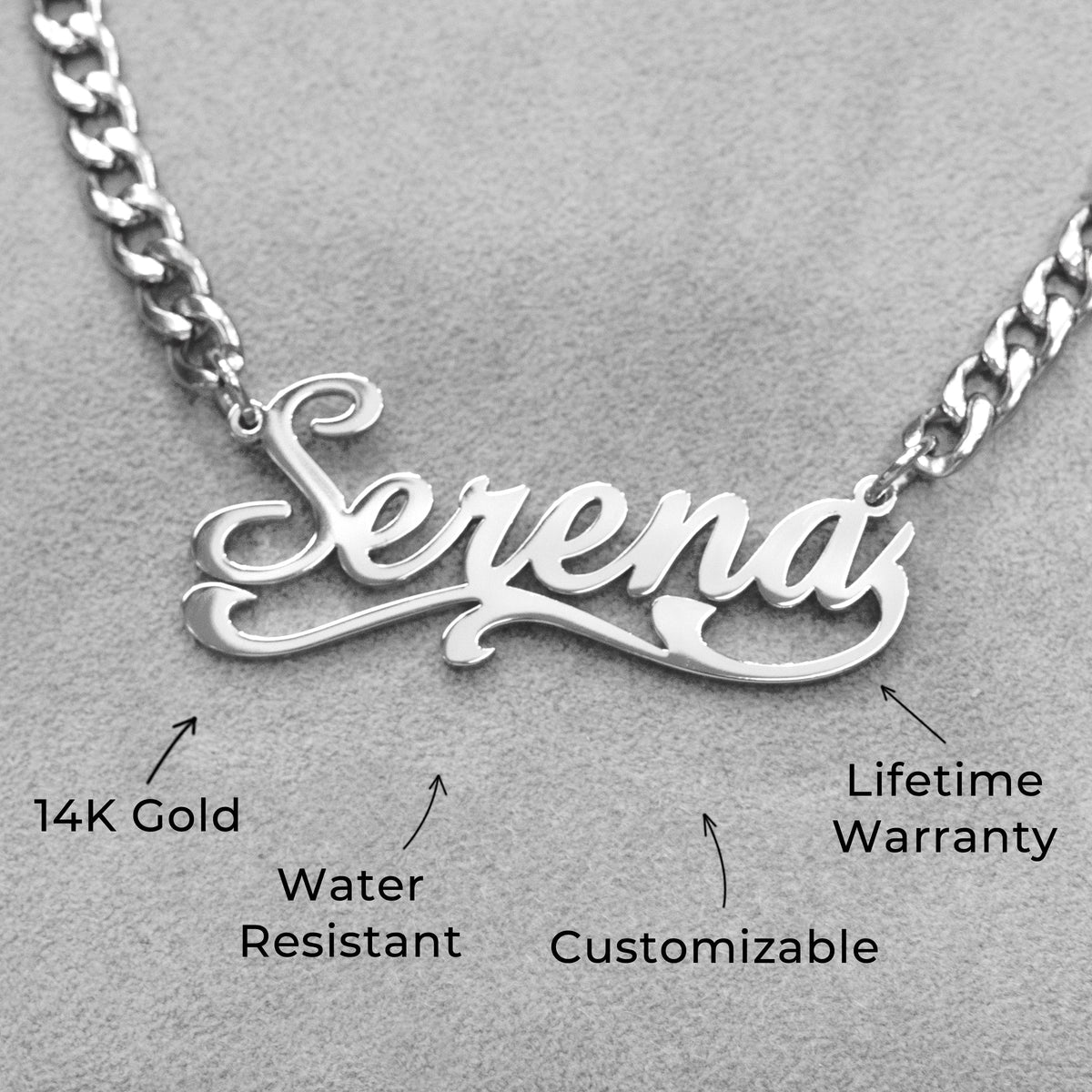 Women Jewelry - White Gold Name Necklace | Style # N29