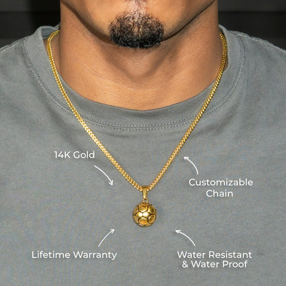 Mens Jewelry - 14K Gold Soccer Ball Necklace | Appx. 24 Grams
