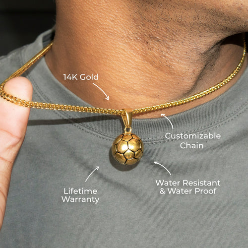 Mens Jewelry - 14K Gold Soccer Ball Necklace | Appx. 24 Grams