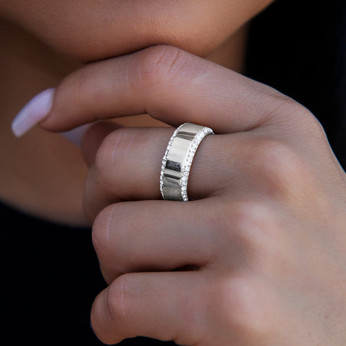 Diamond Edge Ring in White Gold