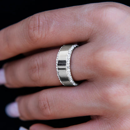 Diamond Edge Ring in White Gold