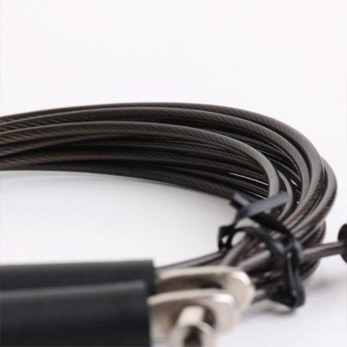 Close-up of coiled XM Fitness speed rope cable