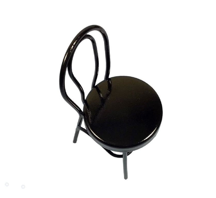 Black  Metal Dollhouse Chair, Dollhouse Kitchen Chair,  Miniature Retro Diner Chair, Dollhouse Furniture