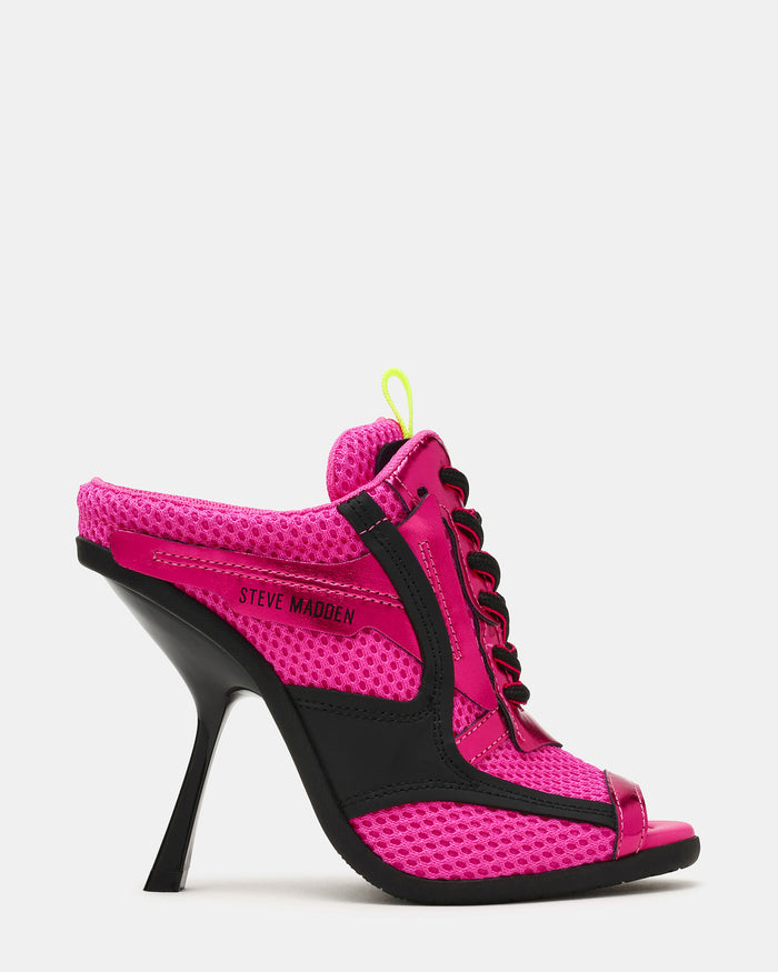 CHEVELLE Pink Multi Lace-Up Peep-Toe Mesh Women's Sneaker Heel | Steve Madden