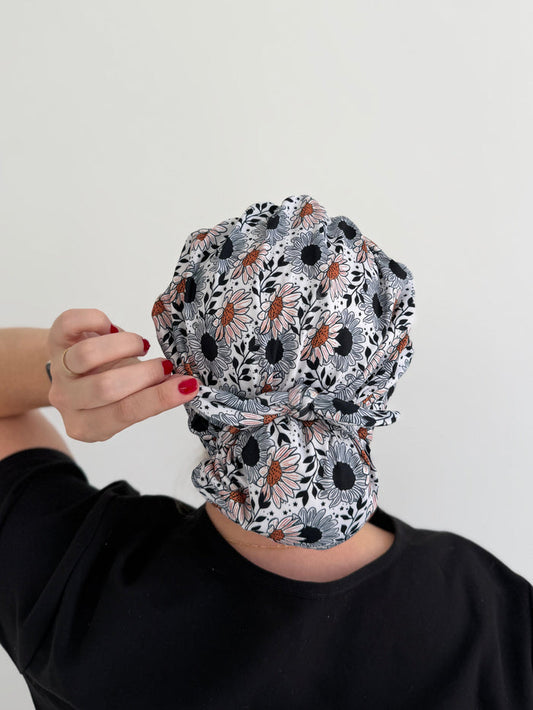 CloudCaps Scrub Cap | Black Sunflowers