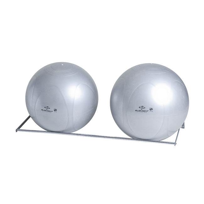 Element Fitness wall-mounted rack with two gym balls